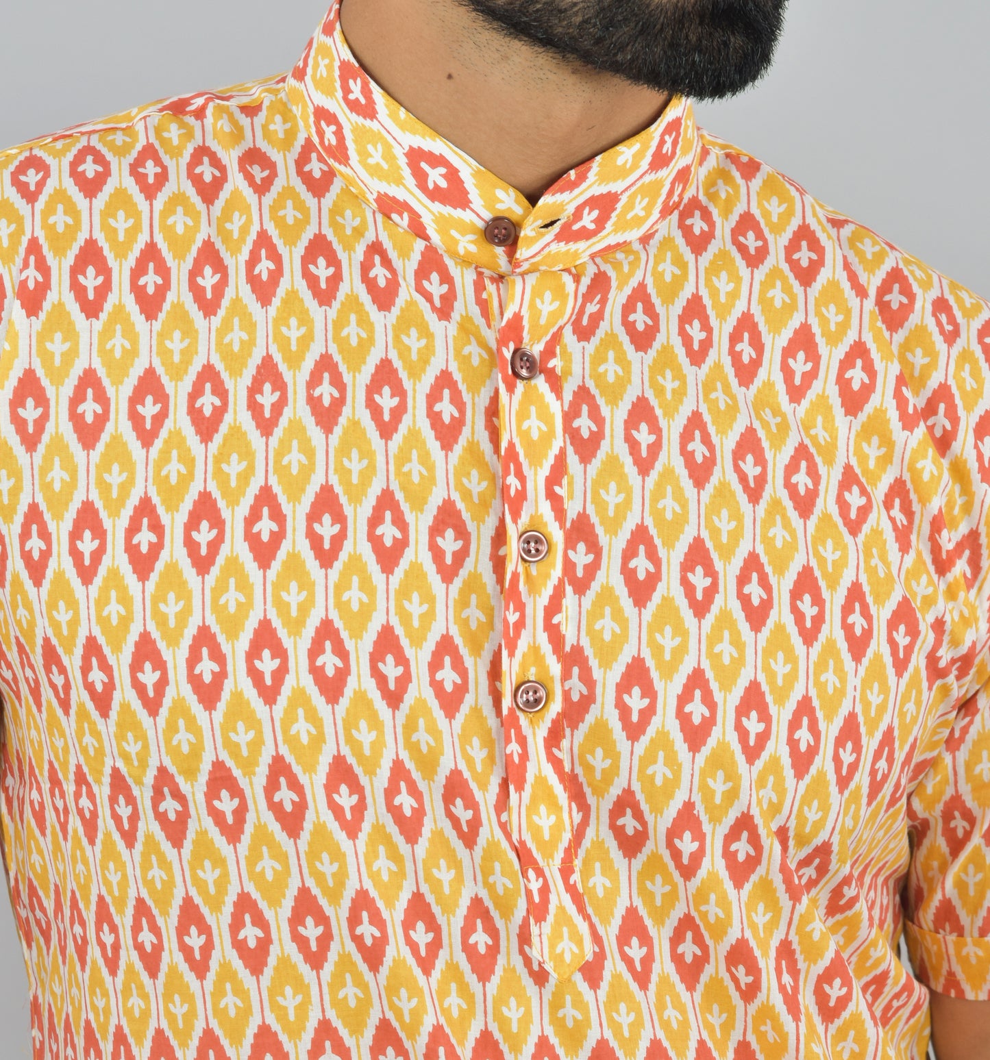 Mustard/Rust Ikat Short Sleeve Kurta