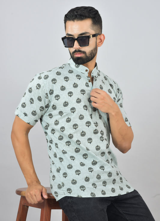 Grey Pookal Short Sleeve Kurta