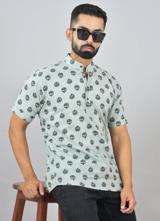 Grey Pookal Short Sleeve Kurta