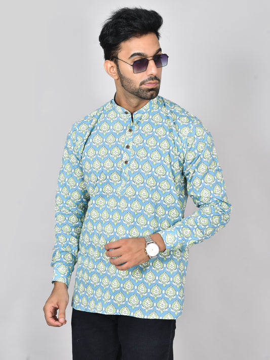 BlueGreen Patta Long Sleeves Kurta