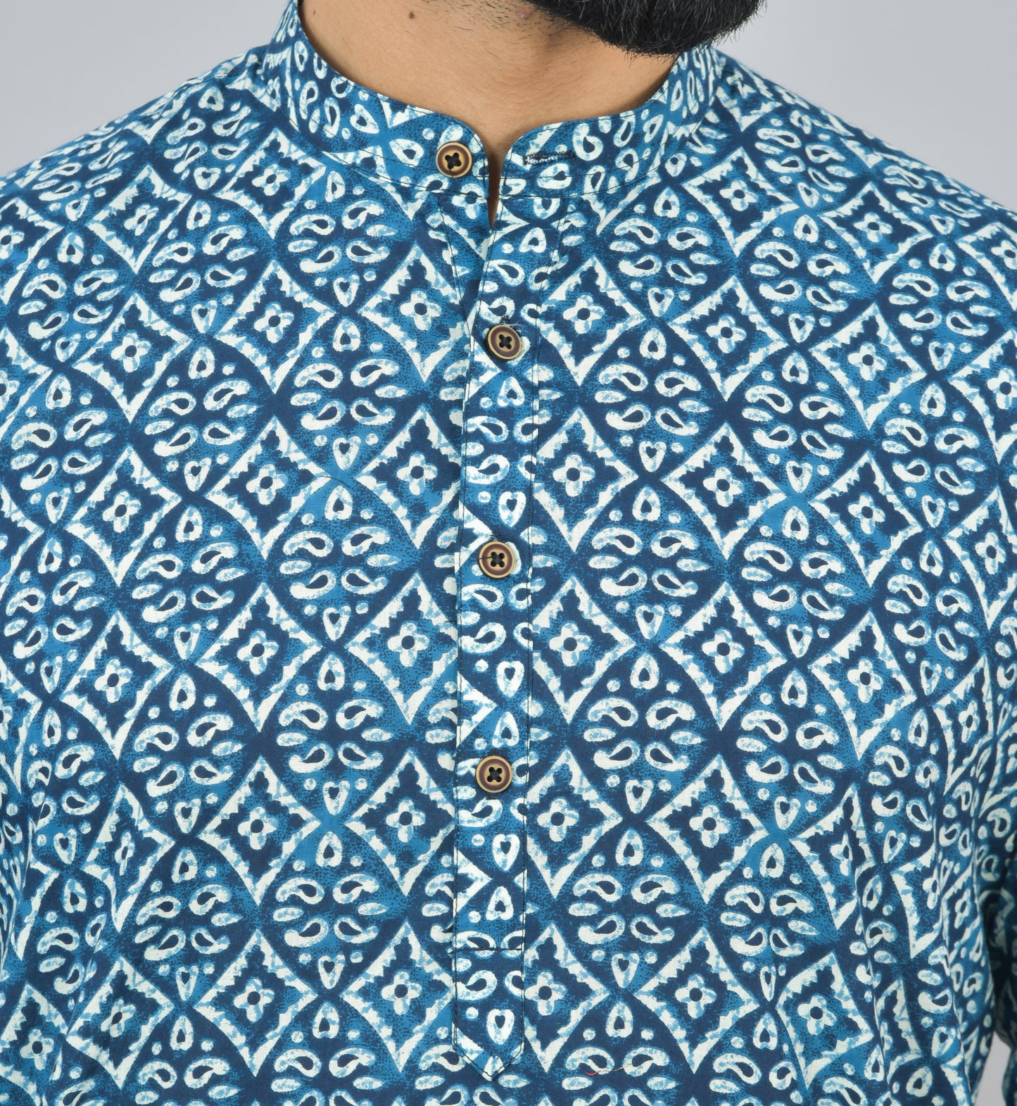 Kolam on Blue Long Kurta