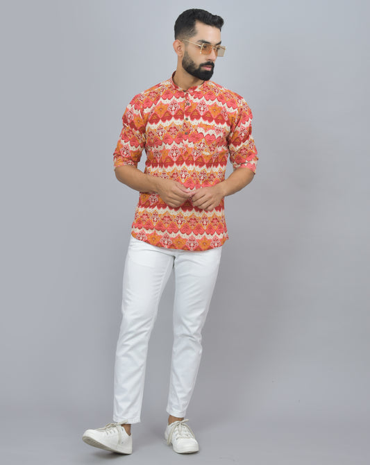 Heartiful  Printed Cotton Short Kurta