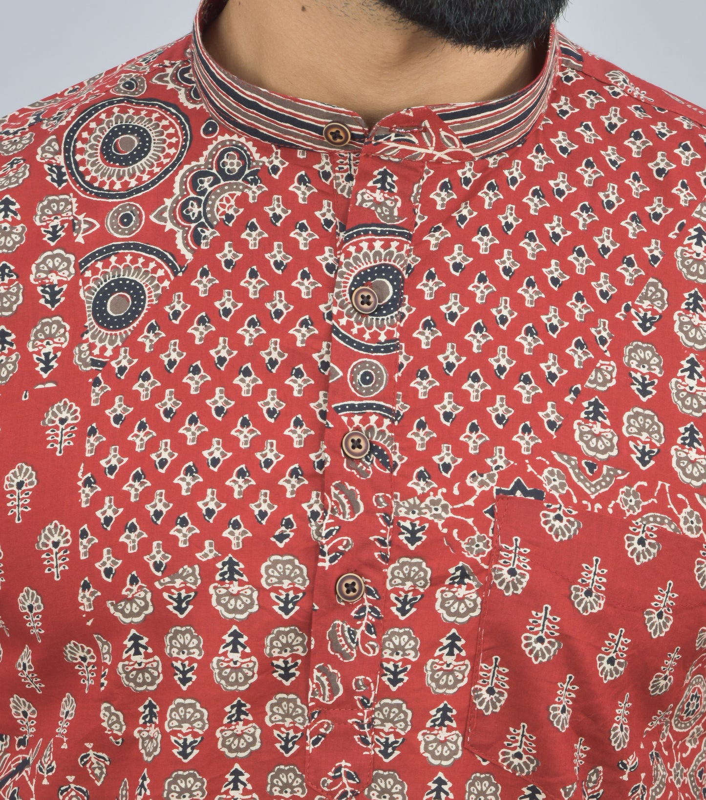 Morning in Morocco Printed Red Cotton Short Kurta