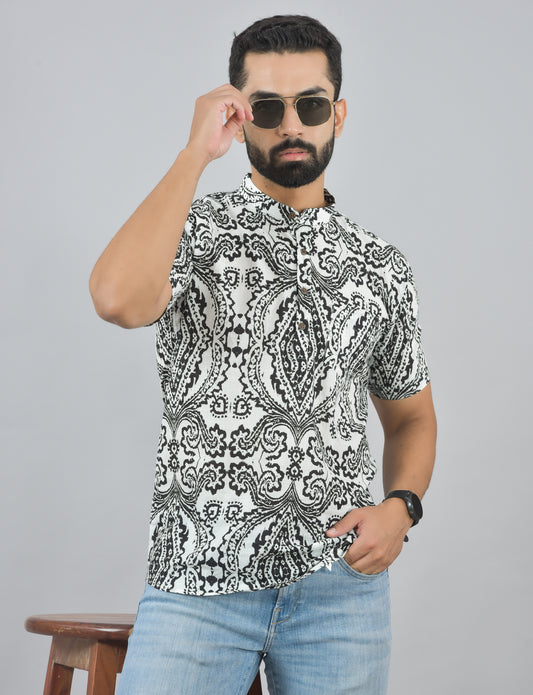 Black Swirl Short Kurta