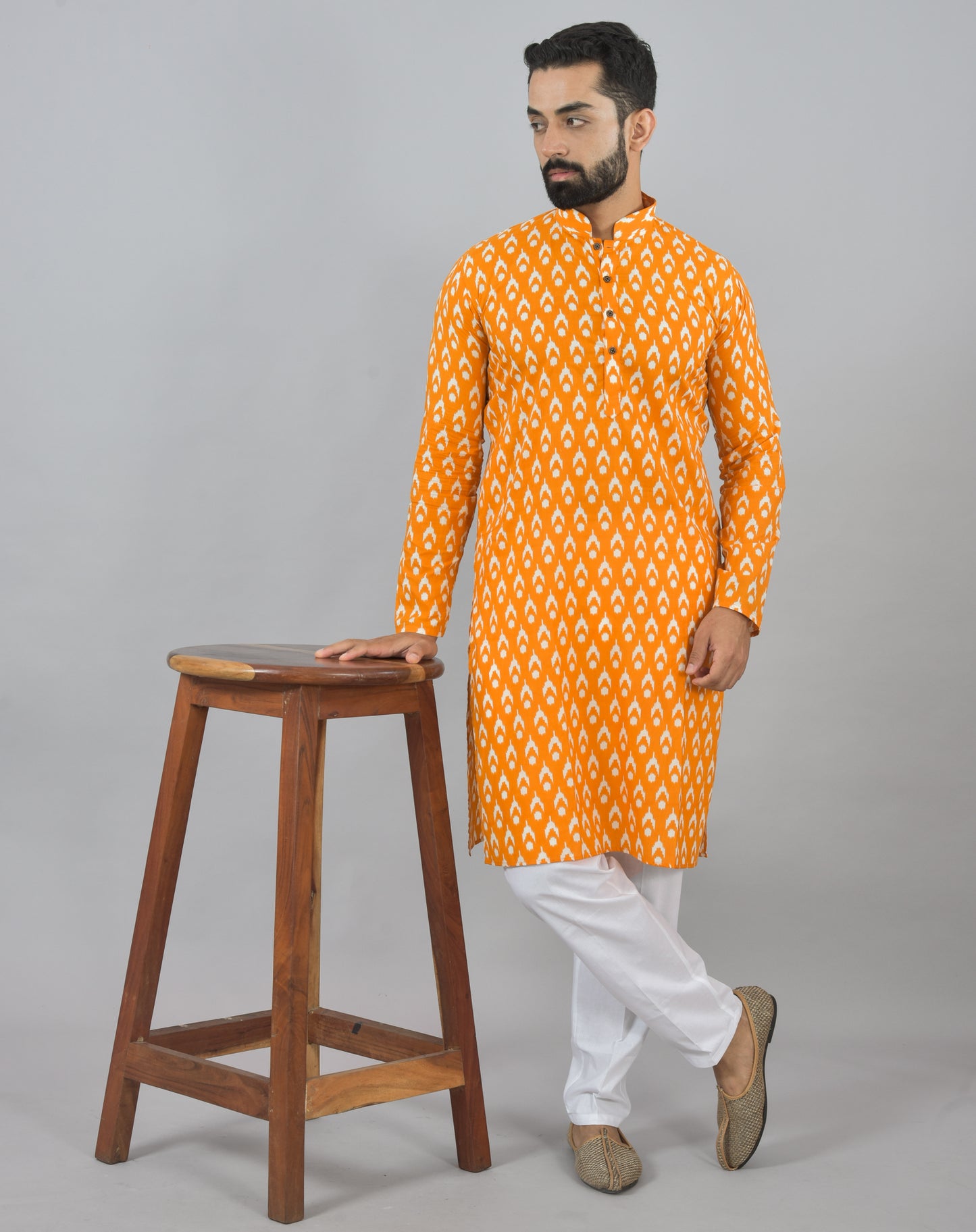 Saffron Ikat Long Kurta