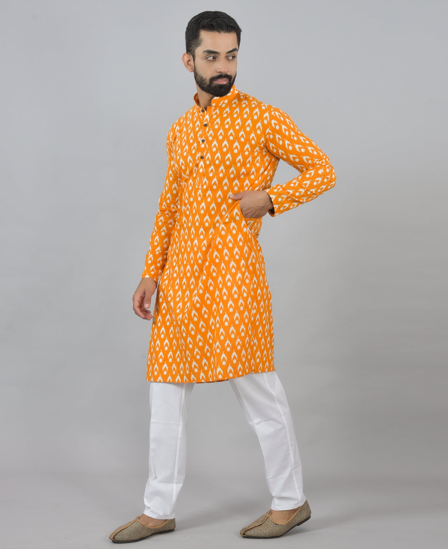 Saffron Ikat Long Kurta