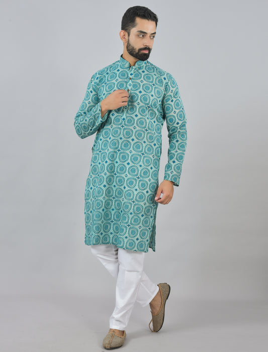 Turquoise Harmony Long Kurta