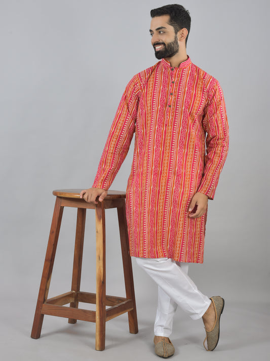 Fuchsia Stripes Long Kurta