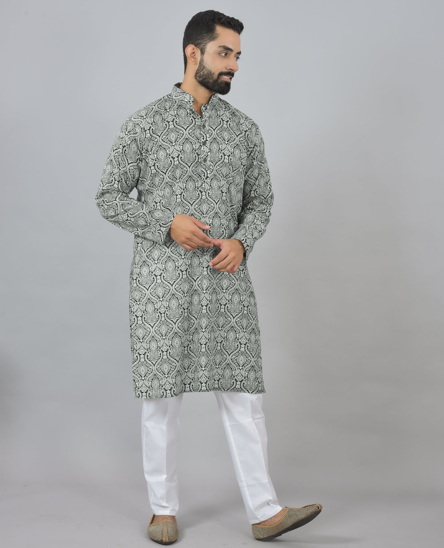 Monochrome Paisley Long Kurta