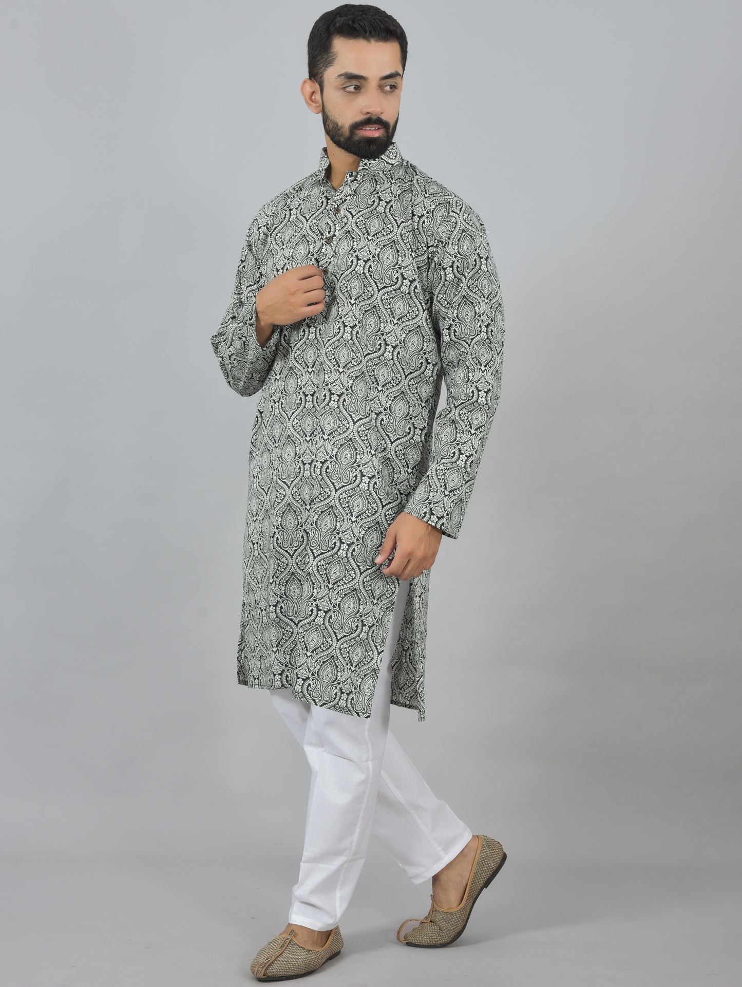 Monochrome Paisley Long Kurta