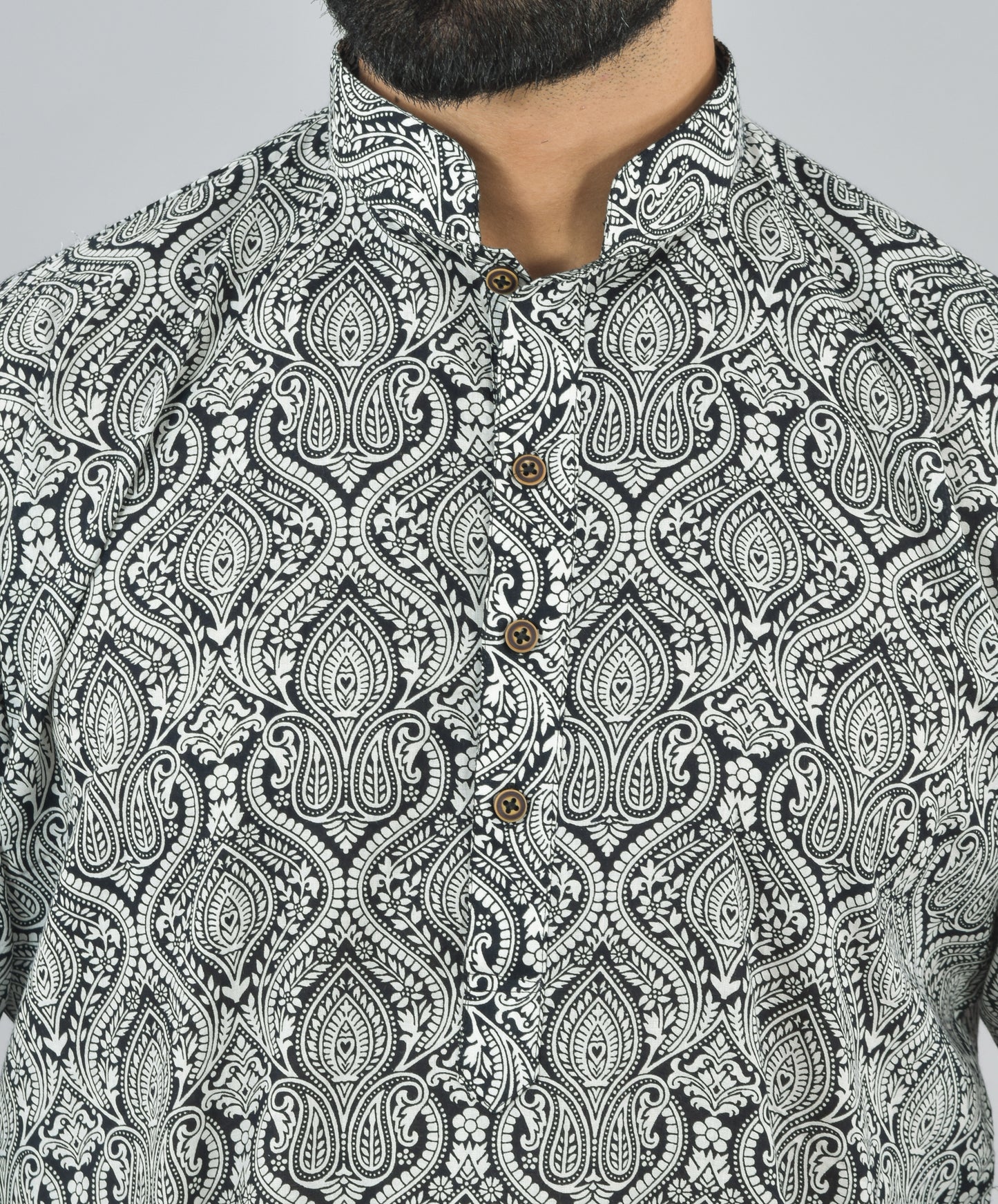 Monochrome Paisley Long Kurta