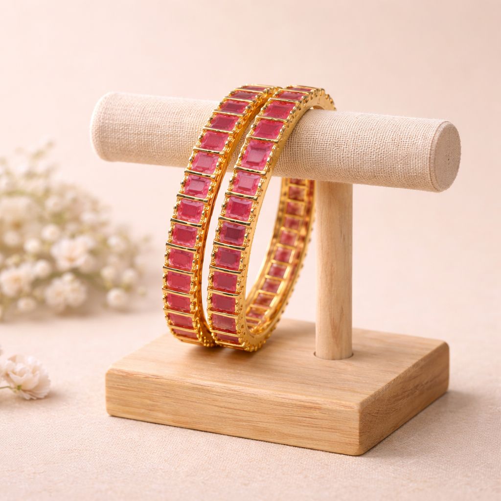Ruby Square Stone Impon Bangles