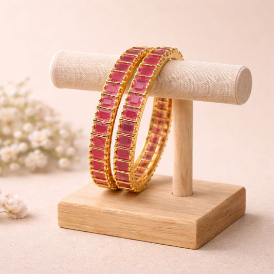 Ruby Square Stone Impon Bangles