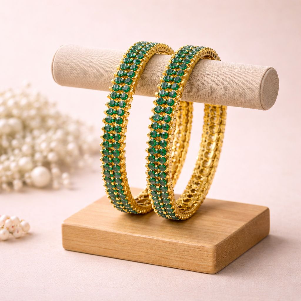 Kids Impon Green Stone Bangles