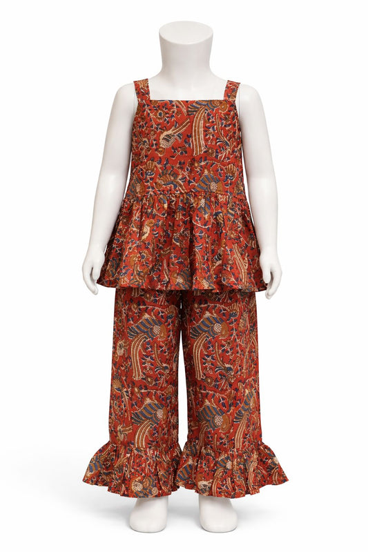 Rust Bird Peplum Set