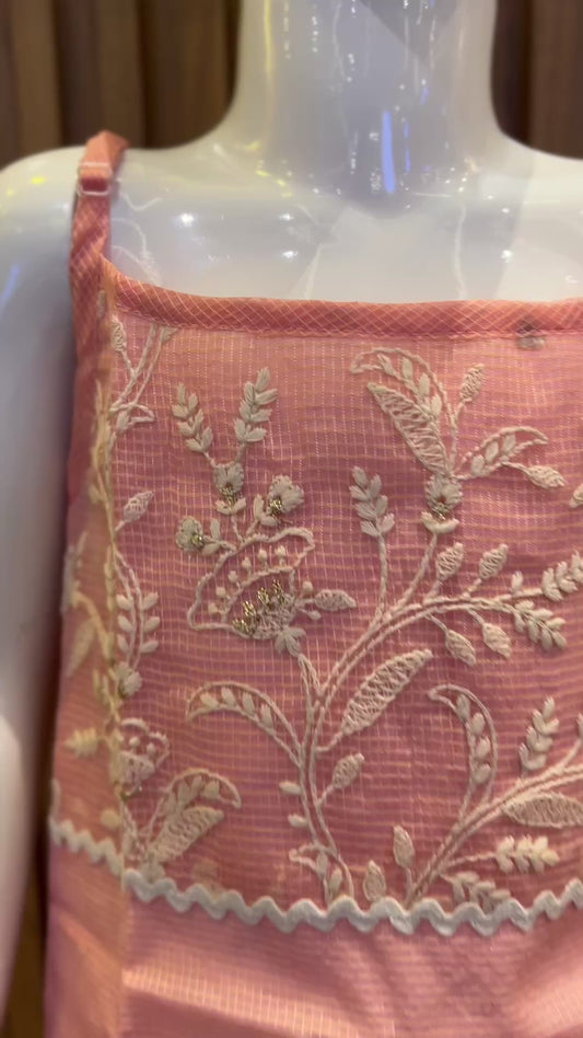 Blush Pink Embroidered Floral Kurti with Sharara Pant