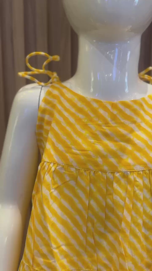 Yellow Leheriya Kurti with Afghan Pant