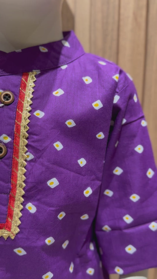 Purple Chanda Bhandini Kurta Pyjama Set