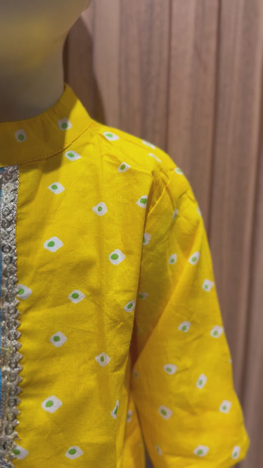 Yellow Chanda Bhandini Kurta Pyjama Set