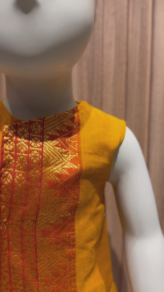 Orange Cotton Kurta with Dhoti