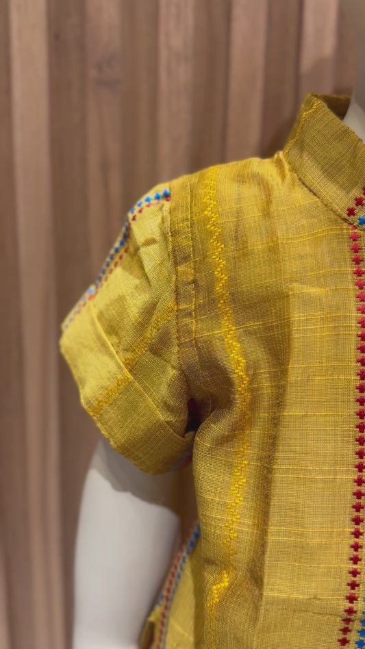 Haldi Yellow Short Sleeve Kurta with Dhoti