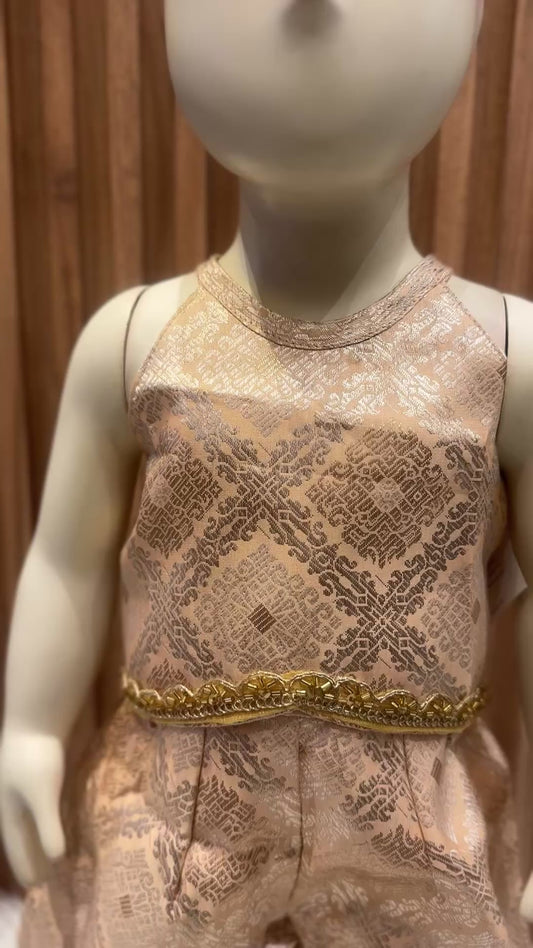 Peach Brocade Top and Pant