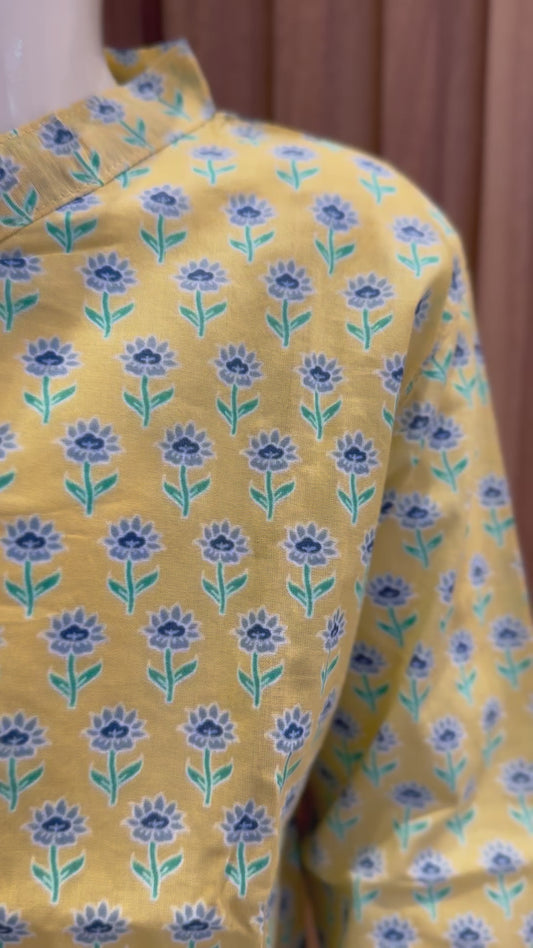 Pestel Yellow Flower Printed Kurta