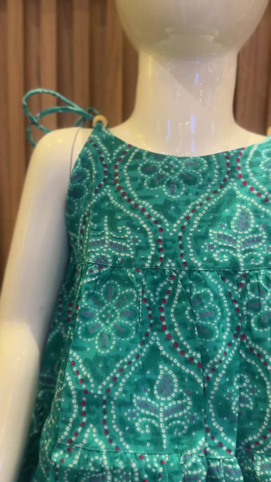 Teal Dot Tier Frock with Afghan Pant