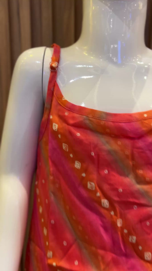 Shaded Pink-Orange Bandhani Print Kurti Set