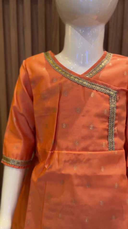Orange Gota Buti Angrakha Set