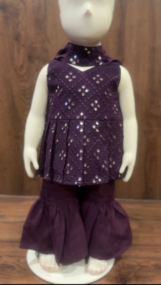 Deep Plum Mirror Kurti Set