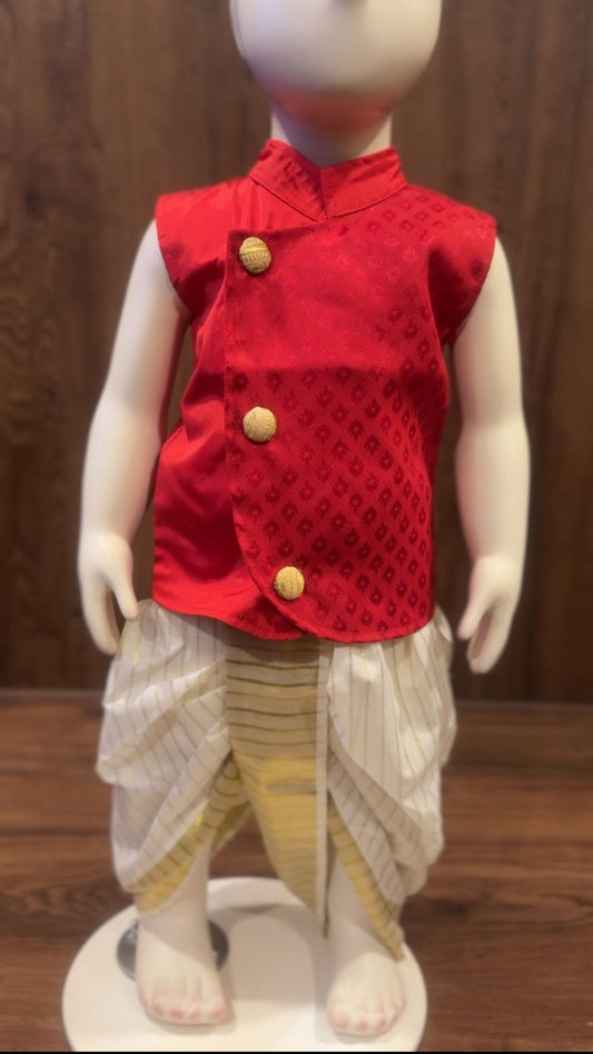 Royal Overlap Kurta with Gold Dhoti