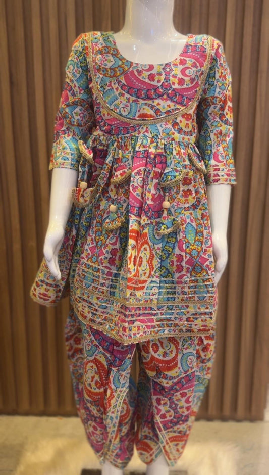 Peakaboo Galaxy Kids Kurti with Dhoti Pant