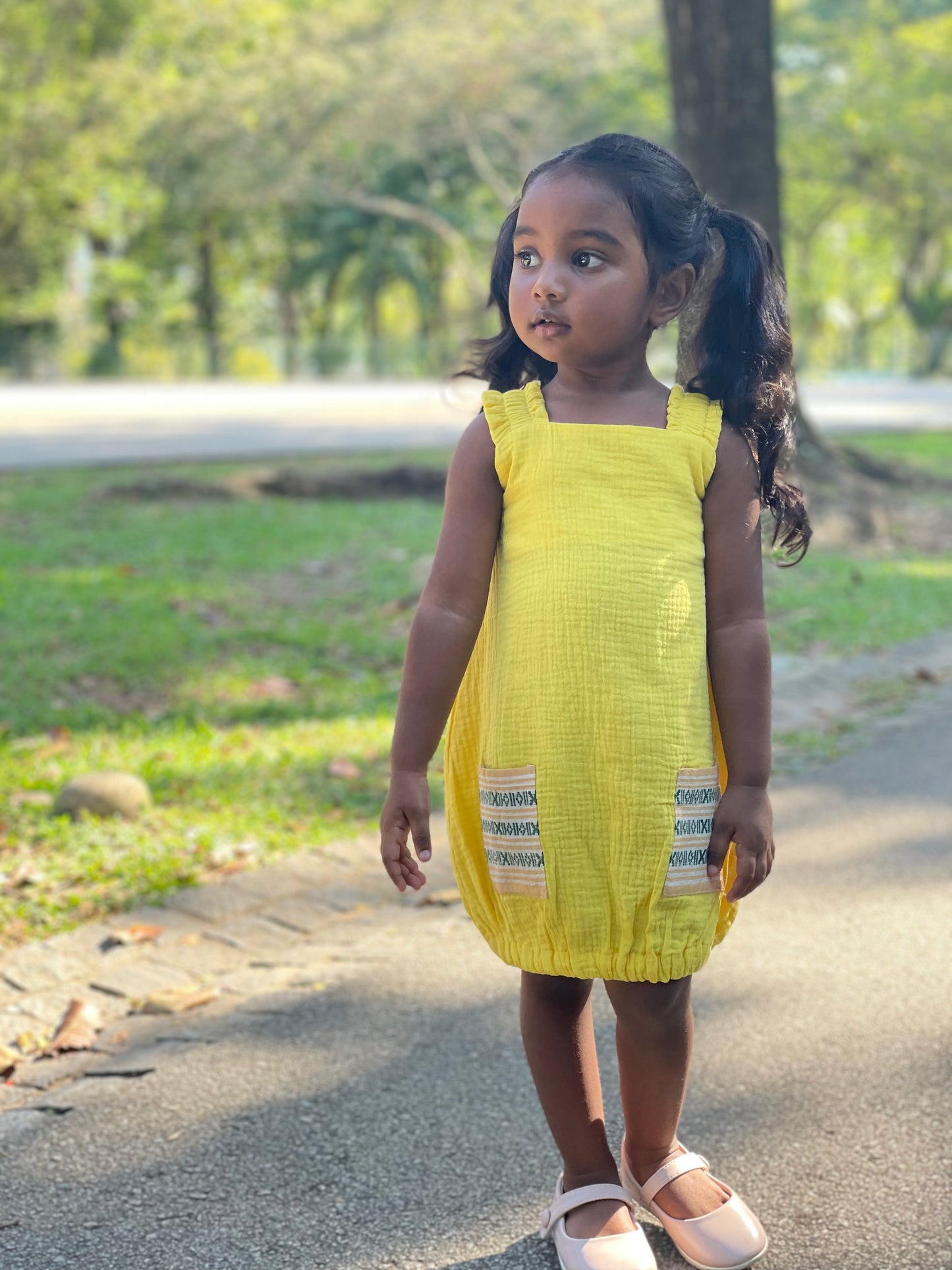 Sleeveless Linen Yellow Dress