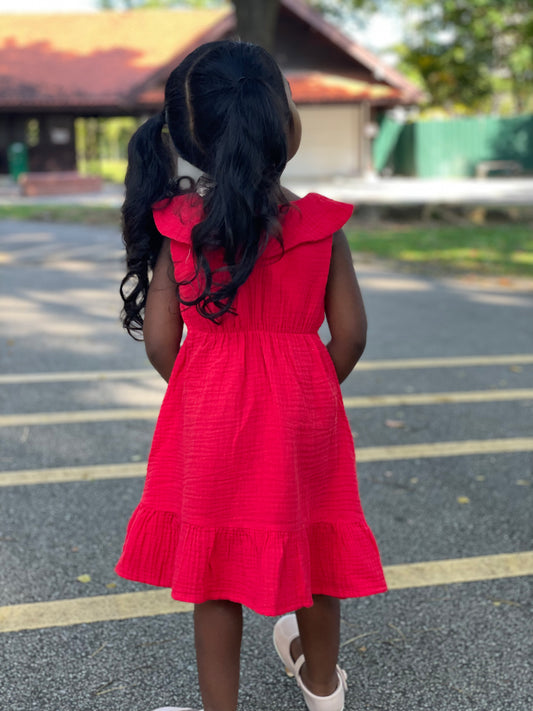 Sleeveless Linen Red Dress