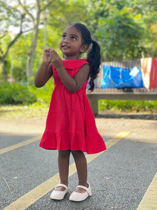 Sleeveless Linen Red Dress